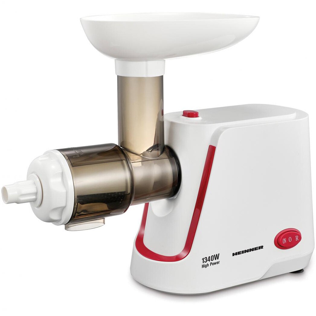 Masina de pasat rosii Heinner RedParadise HMP-1340WH, 1340W, rosii/fructe moi, functie reverse, capacitate de pasare: 48kg/h, Alb